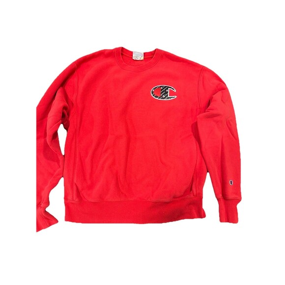 Champion Sweatshirt Mens Large Red Reverse Weave Logo Crew Neck Pullover - Picture 1 of 5